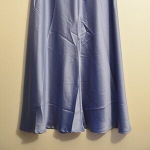 Blue Shimmery Silky Midi Skirt, Zeagoo Size Medium